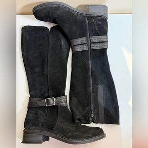 Clarks Black Suede Knee Riding Boots